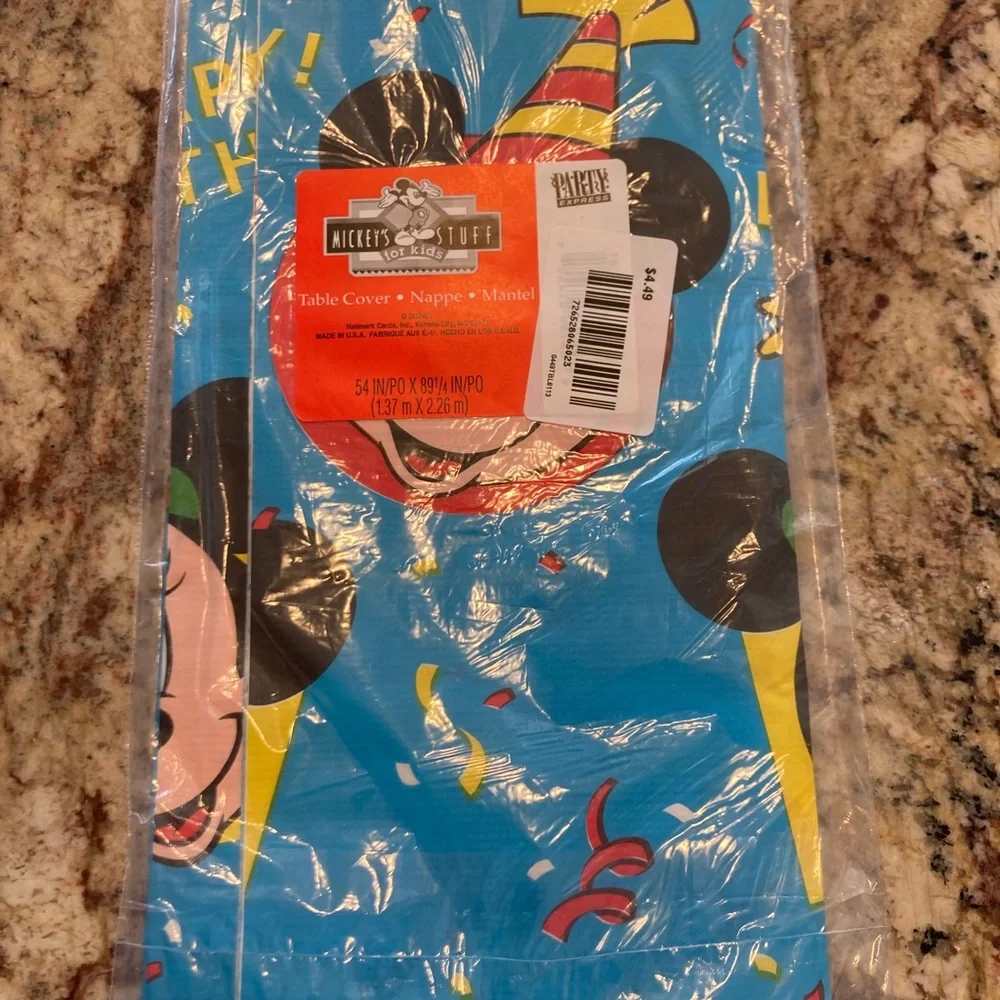 90s Vtg Disney Mickey’s Stuff for kids Happy Birthday Table cover dead stock
